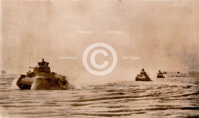 Axis tanks in the Libyan desert, World War II, c1940-c1943. Creator: Unknown.