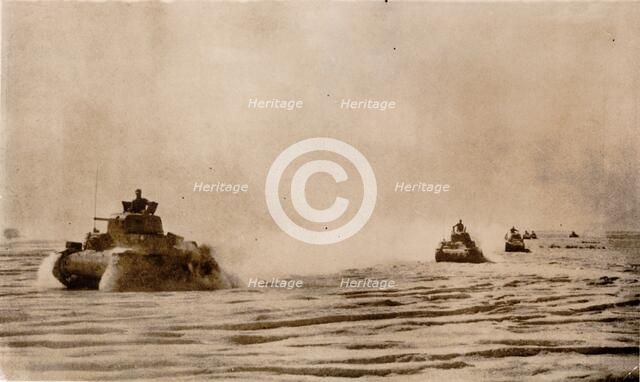 Axis tanks in the Libyan desert, World War II, c1940-c1943. Artist: Unknown