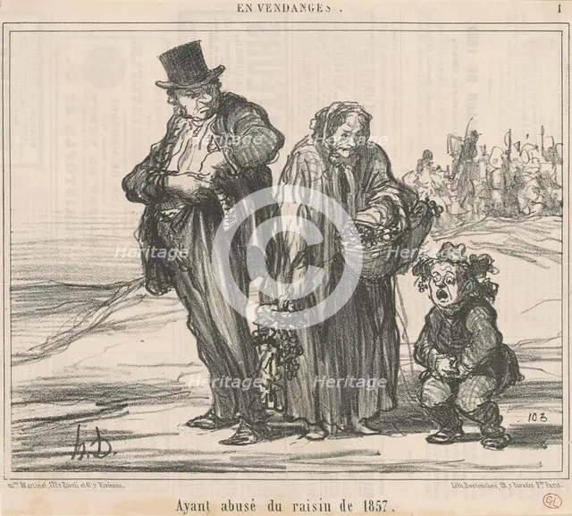 Ayant abusé du raisin de 1857, 19th century. Creator: Honore Daumier.