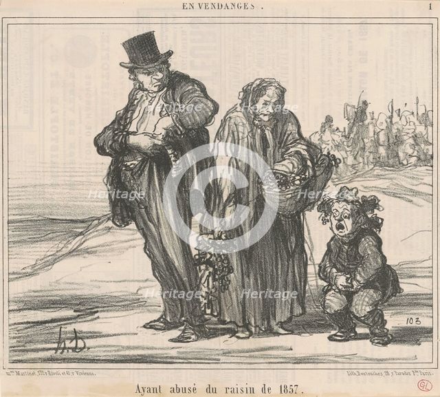 Ayant abusé du raisin de 1857, 19th century. Creator: Honore Daumier.