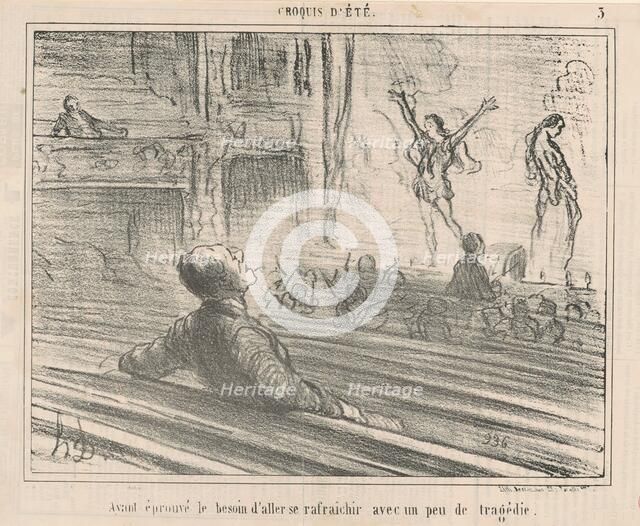 Ayant éprouvé le besoin de se rafraîchir avec un peu de tragédie, 1856. Creator: Honore Daumier.