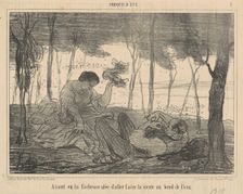 Ayant eu la facheuse idée d'aller faire la sieste au bord de l'eau, 19th century. Creator: Honore Daumier
