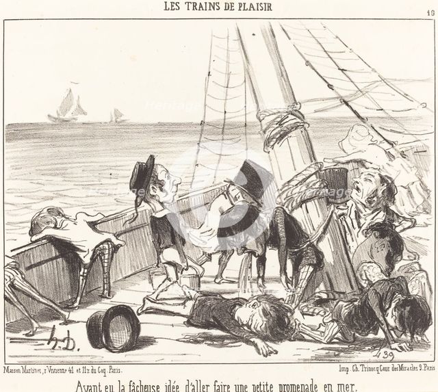 Ayant eu la fâcheuse idée d'aller faire une petite promenade en mer, 1852. Creator: Honore Daumier.