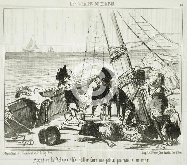 Ayant eu la fâcheuse idée d'aller...en mer, 1852. Creator: Honore Daumier.