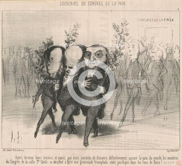 Ayant terminé leurs travaux ..., 19th century. Creator: Honore Daumier.