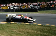 Ayrton Senna in the Toleman TG184 during 1984 British Grand Prix Brands Hatch