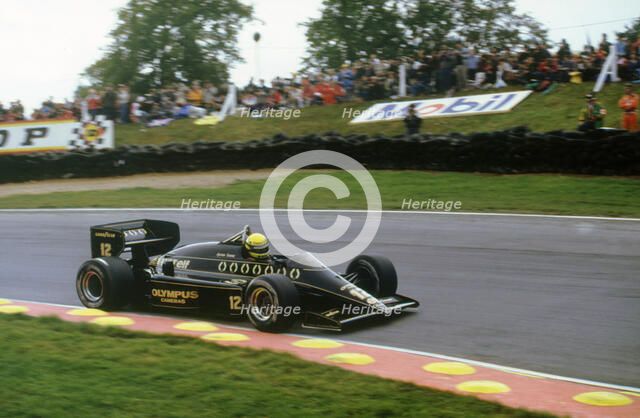Ayrton Senna in the Lotus 97T Renault at 1985 European Grand Prix Brands Hatch Artist: Unknown.
