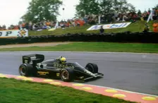 Ayrton Senna in the Lotus 97T Renault at 1985 European Grand Prix Brands Hatch