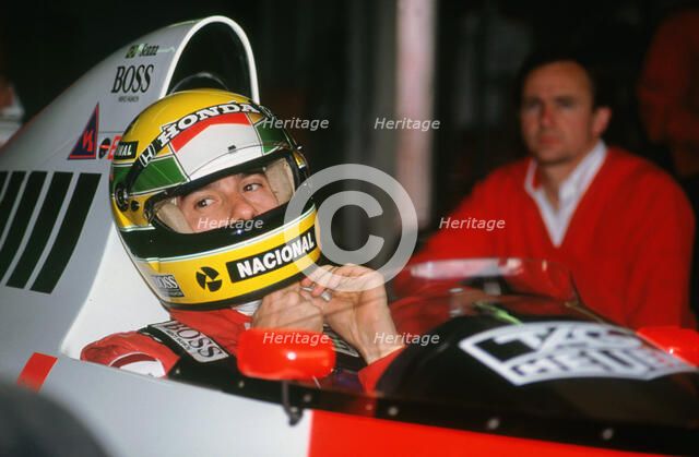 Ayrton Senna in the McLaren MP4-5 at 1989 British Grand Prix, Silverstone Artist: Unknown.