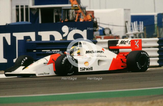 Ayrton Senna in the McLaren MP4-7 1992 British Grand Prix at Silverstone Artist: Unknown.