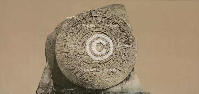 Aztec calendar stone, City of Mexico, between 1884 and 1900. Creator: William H. Jackson.