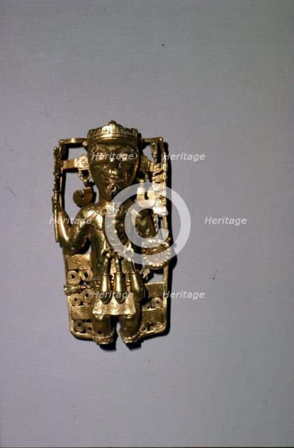 Aztec Gold Pendant of a Ruler with ritual regalia, Mixtec, 1200-1521. Artist: Unknown.