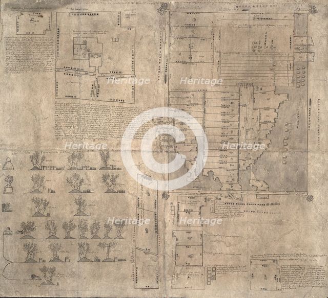 Aztec Oztoticpac map, c.1540. Artist: Pre-Columbian art  