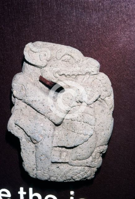Aztec stone carving of Jaguar killing a Vulture, Hacha, Veracruz state: Mexico, 400-700. Artist: Unknown.