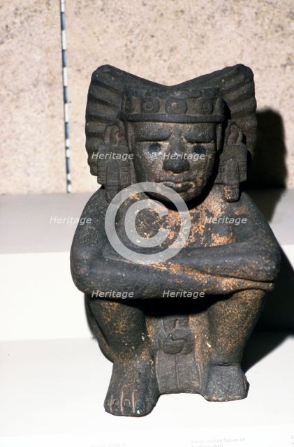 Aztec stone figure of seated Fire-God Xiuhtecuhtli, 1300-1521. Artist: Unknown.
