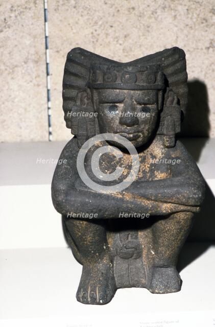 Aztec stone figure of seated Fire-God Xiuhtecuhtli, 1300-1521. Artist: Unknown.