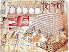 Aztec warriors defending the temple of Tenochtitlan, Mexico