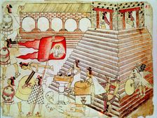 Aztec warriors defending the temple of Tenochtitlan against Conquistadors, 1519-1521