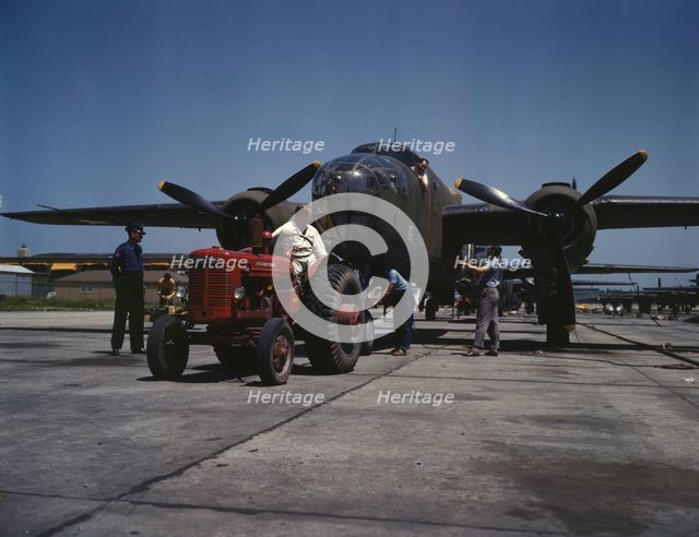 B-25 bomber planes at the North American Aviation, Incorporated..., Kansas City, Kansas, 1942. Creator: Alfred T Palmer.