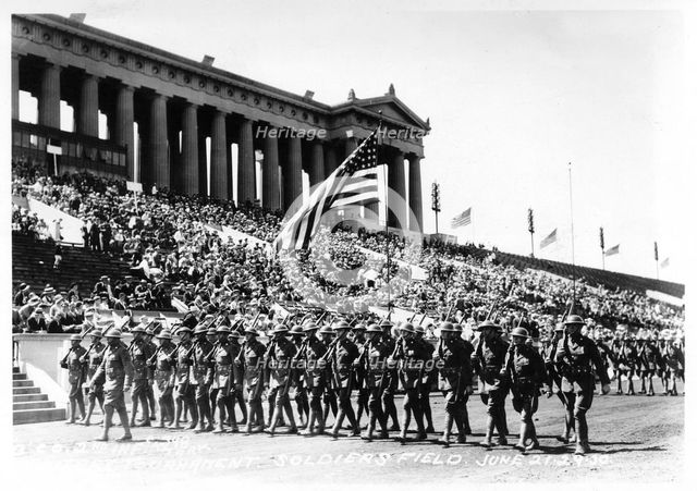 B Company, 2nd Infantry Battery Tournament, Soldier Field, Chicago, Illinois, USA, 1939. Artist: Unknown