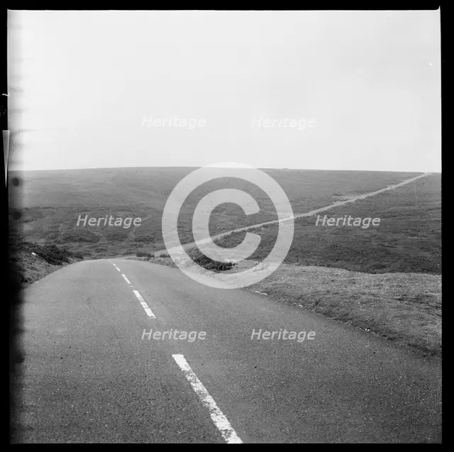 B3212 road, Challacombe Cross, Dartmoor, Devon, 1967. Creator: Eileen Deste.