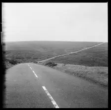 B3212 road, Challacombe Cross, Dartmoor, Devon, 1967. Creator: Eileen Deste
