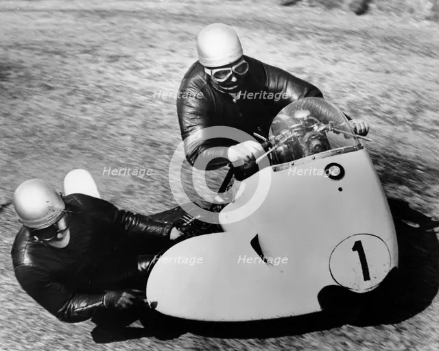 BMW Motorbike and sidecar combination, 1958. Artist: Unknown