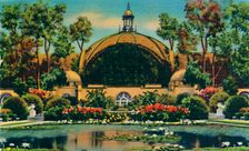 Botanical Building and Lagoon. San Diego, California c1941
