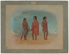 Botocudo Chief, His Wife, and a Young Man, 1854/1869. Creator: George Catlin