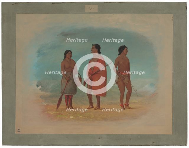 Botocudo Chief, His Wife, and a Young Man, 1854/1869. Creator: George Catlin.