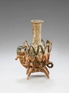 Bottle Mounted on a Quadruped, bottle 1st century; base 6th century. Creator: Unknown
