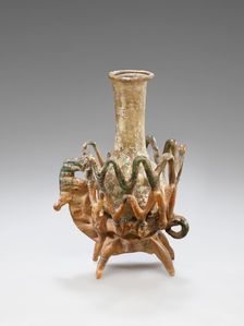 Bottle Mounted on a Quadruped, bottle 1st century; base 6th century. Creator: Unknown