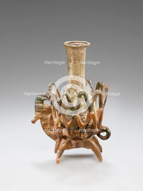 Bottle Mounted on a Quadruped, bottle 1st century; base 6th century. Creator: Unknown.