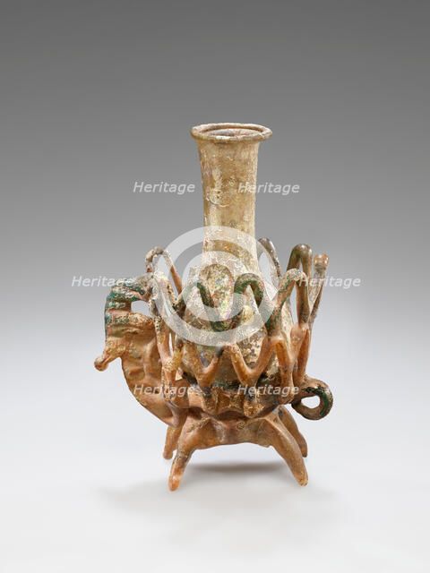Bottle Mounted on a Quadruped, bottle 1st century; base 6th century. Creator: Unknown.