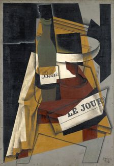 Bottle and Fruit Bowl, (Bottle, Newspaper and Fruit Bowl), 1916. Creator: Juan Gris