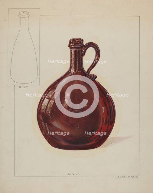 Bottle, c. 1936. Creator: Alfred Walbeck.