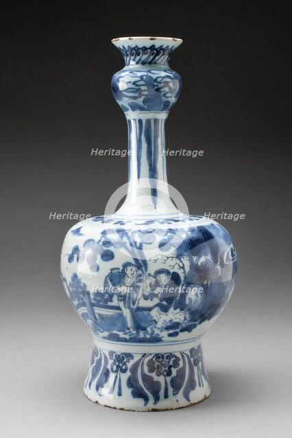 Bottle, Delfland, c. 1690/1700. Creator: Delftware.