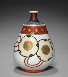 Bottle-Flask with Noh Theater Designs: Arita Ware, Imari Type, 18th century. Creator: Unknown
