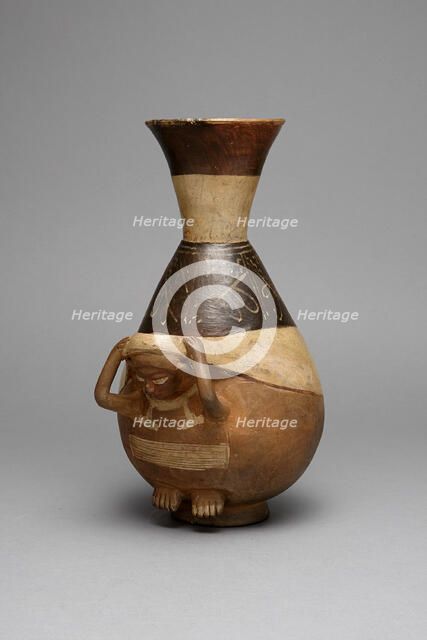 Bottle in Form of a Figure Carrying a Burden with a Tumpline, 100 B.C./A.D. 500. Creator: Unknown.