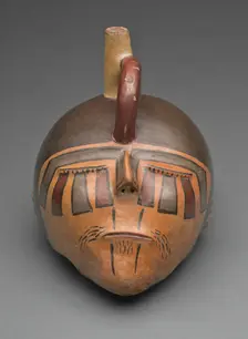 Bottle in the Form of a Severed Trophy Head, 180 B.C./A.D. 500. Creator: Unknown