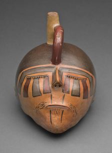Bottle in the Form of a Severed Trophy Head, 180 B.C./A.D. 500. Creator: Unknown