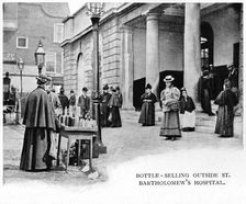 Bottle selling outside St Bartholomew's Hospital, London, c1903 (1903)