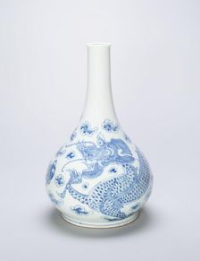 Bottle-Shaped Vase with Dragon Chasing Flaming Pearl, Korea, Joseon dynasty, 18th/19th century. Creator: Unknown