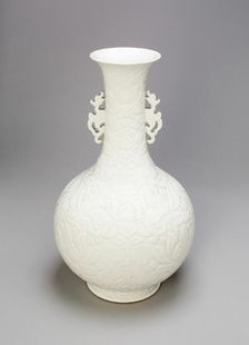 Bottle-Shaped Vase with Dragon Handles..., Ming dynasty or Qing dynasty, c.late 17th/18th cent. Creator: Unknown