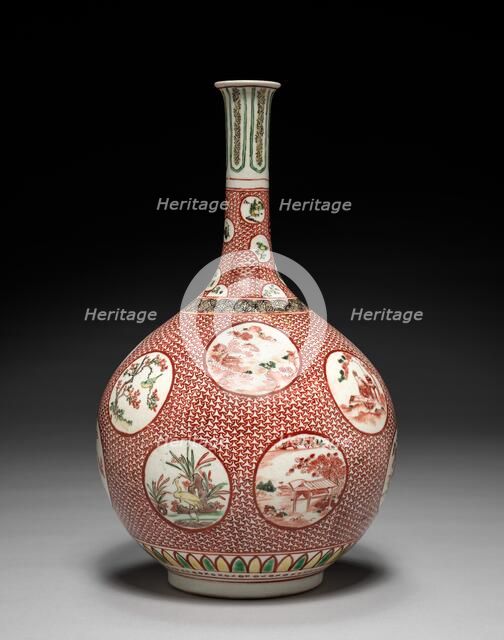 Bottle Vase: Kutani Ware, late 17th or early 18th century. Creator: Unknown.