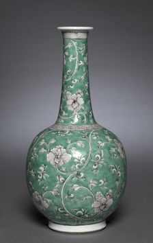 Bottle Vase with Floral Scrolls, 1662-1722. Creator: Unknown