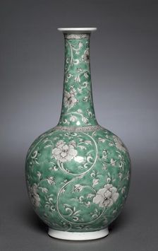 Bottle Vase with Floral Scrolls, 1662-1722. Creator: Unknown