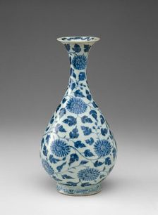 Bottle Vase with Peony Scrolls, Ming dynasty (1368-1644), late 14th century. Creator: Unknown