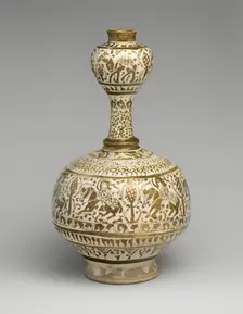 Bottle with Bulb-Shaped Neck, Iran, 12th century. Creator: Unknown