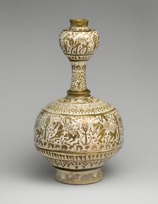 Bottle with Bulb-Shaped Neck, Iran, 12th century. Creator: Unknown